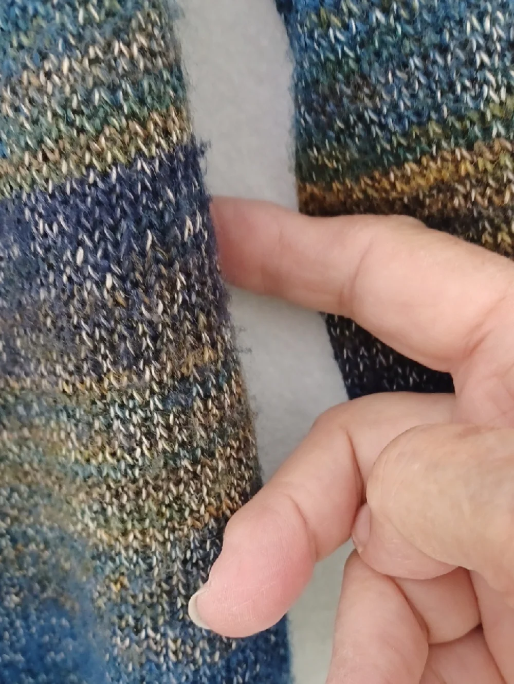 Ruby Rd. Blue and Gold Striped Draped Open-Front Cardigan